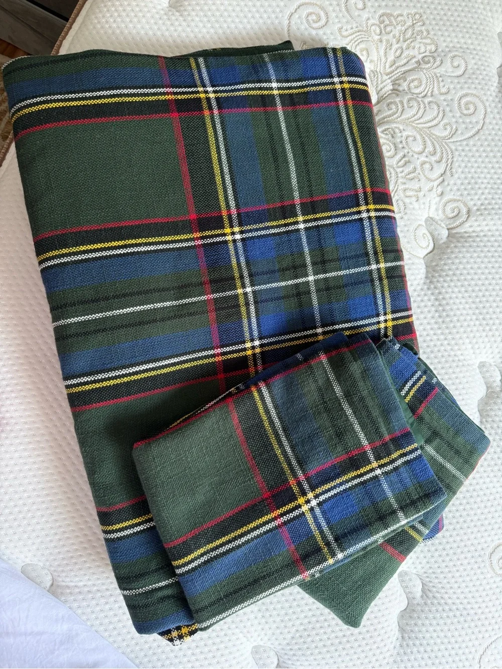Pottery Barn Green Plaid Tartan Duvet Cover